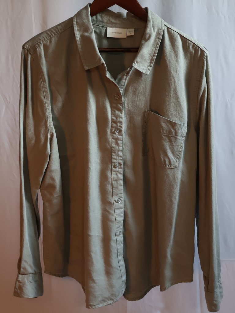 Ecothreads Sage Green Lyocell Button Front Shirt, Size Xl